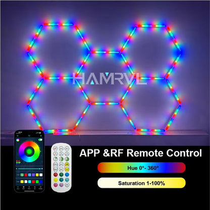 RGB Hexagon LED Garage Light With Remote  Honeycomb Ceiling Panel For Workshops Game Rooms  More 3
