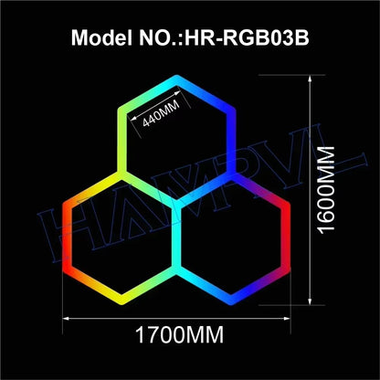 RGB Hexagon LED Garage Light With Remote  Honeycomb Ceiling Panel For Workshops Game Rooms  More 9