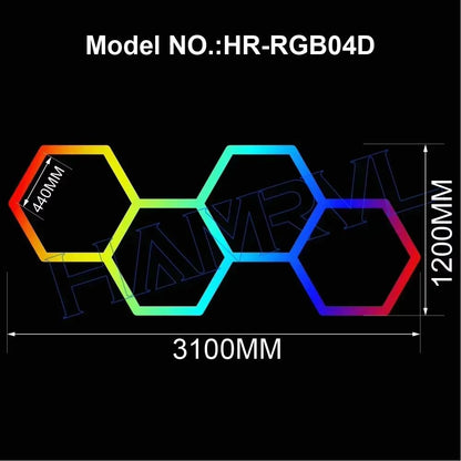 RGB Hexagon LED Garage Light With Remote  Honeycomb Ceiling Panel For Workshops Game Rooms  More 13