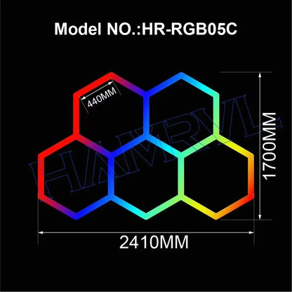 RGB Hexagon LED Garage Light With Remote  Honeycomb Ceiling Panel For Workshops Game Rooms  More 18
