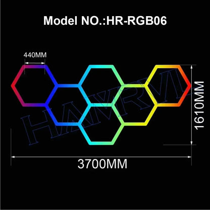 RGB Hexagon LED Garage Light With Remote  Honeycomb Ceiling Panel For Workshops Game Rooms  More 19