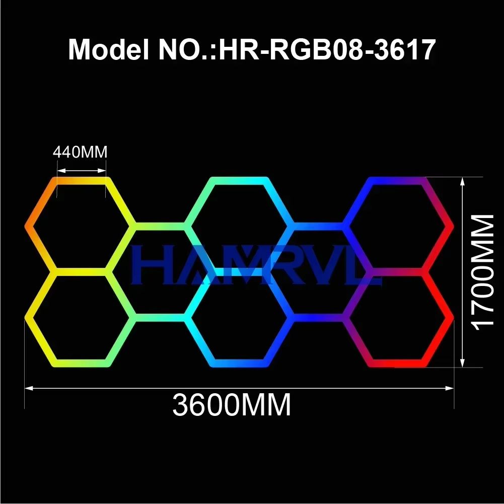RGB Hexagon LED Garage Light With Remote  Honeycomb Ceiling Panel For Workshops Game Rooms  More 24