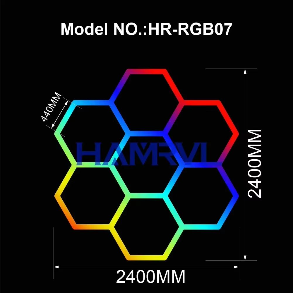 RGB Hexagon LED Garage Light With Remote  Honeycomb Ceiling Panel For Workshops Game Rooms  More 25