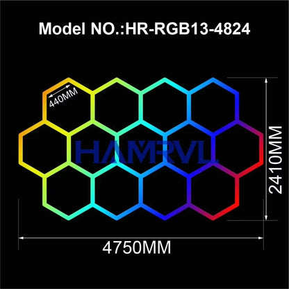 RGB Hexagon LED Garage Light With Remote  Honeycomb Ceiling Panel For Workshops Game Rooms  More 26