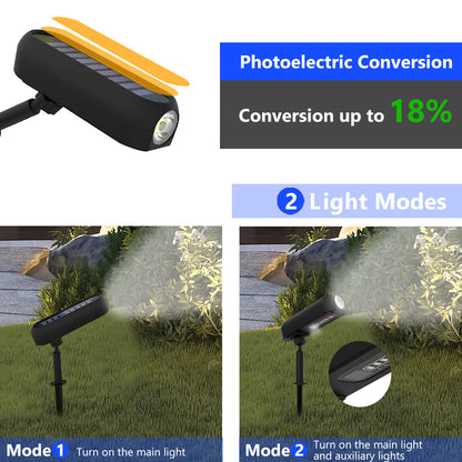 Adjustable Solar Spotlights Outdoor Landscape Light, IP65 Waterproof Solar Uplights for Yard, Trees, Garden, Path