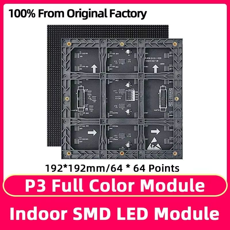 P3 RGB Full-Color LED Display Module – 192x192mm Indoor Pixel Screen for Digital Signage & Video Walls
