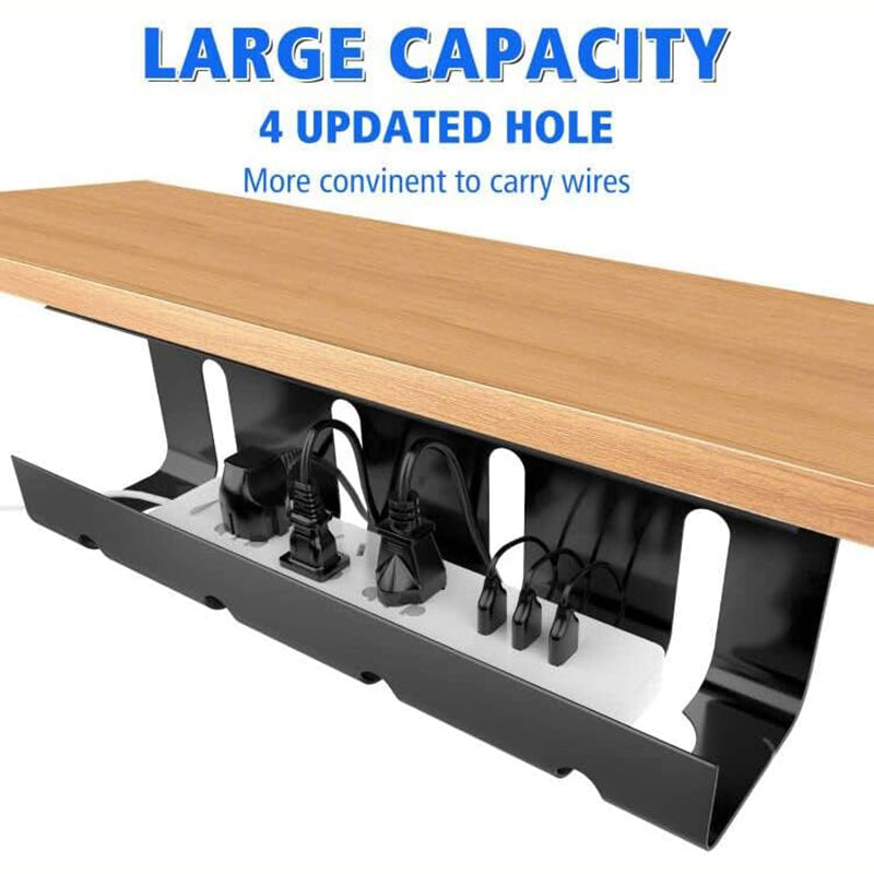 No Drill Under Desk Cable Management Tray, Heavy-Duty Steel Wire Organizer & Desk Cord Organizer for Clutter-Free Works