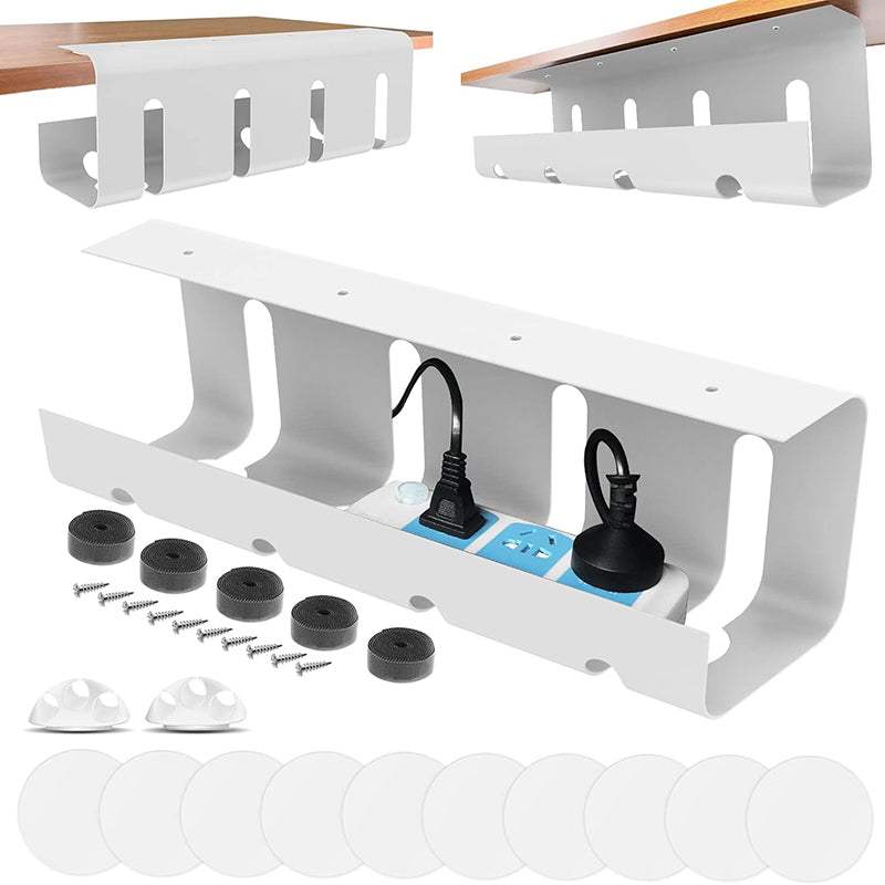 No Drill Under Desk Cable Management Tray, Heavy-Duty Steel Wire Organizer & Desk Cord Organizer for Clutter-Free Works