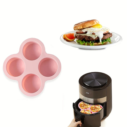 Air Fryer Egg Mold Round Shape NonToxic 4Cup Silicone Egg Steamer Cooking Mold  Fried Egg Tool For  3