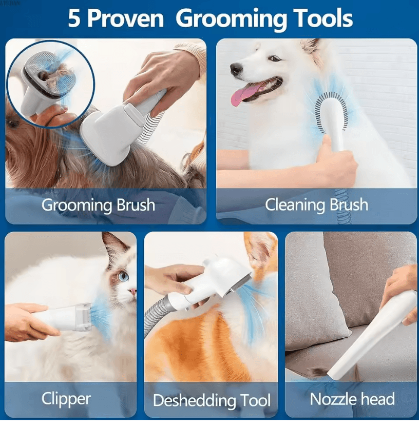 PawsClean 23L Pet Grooming Vacuum Kit With Clippers And Brushes 3