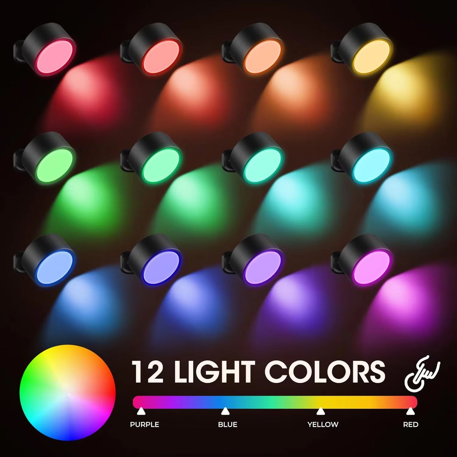 360 Rotatable LED Wall Lamp  Touch Control  Remote Light With 12 Color Modes USB Rechargeable For B 1