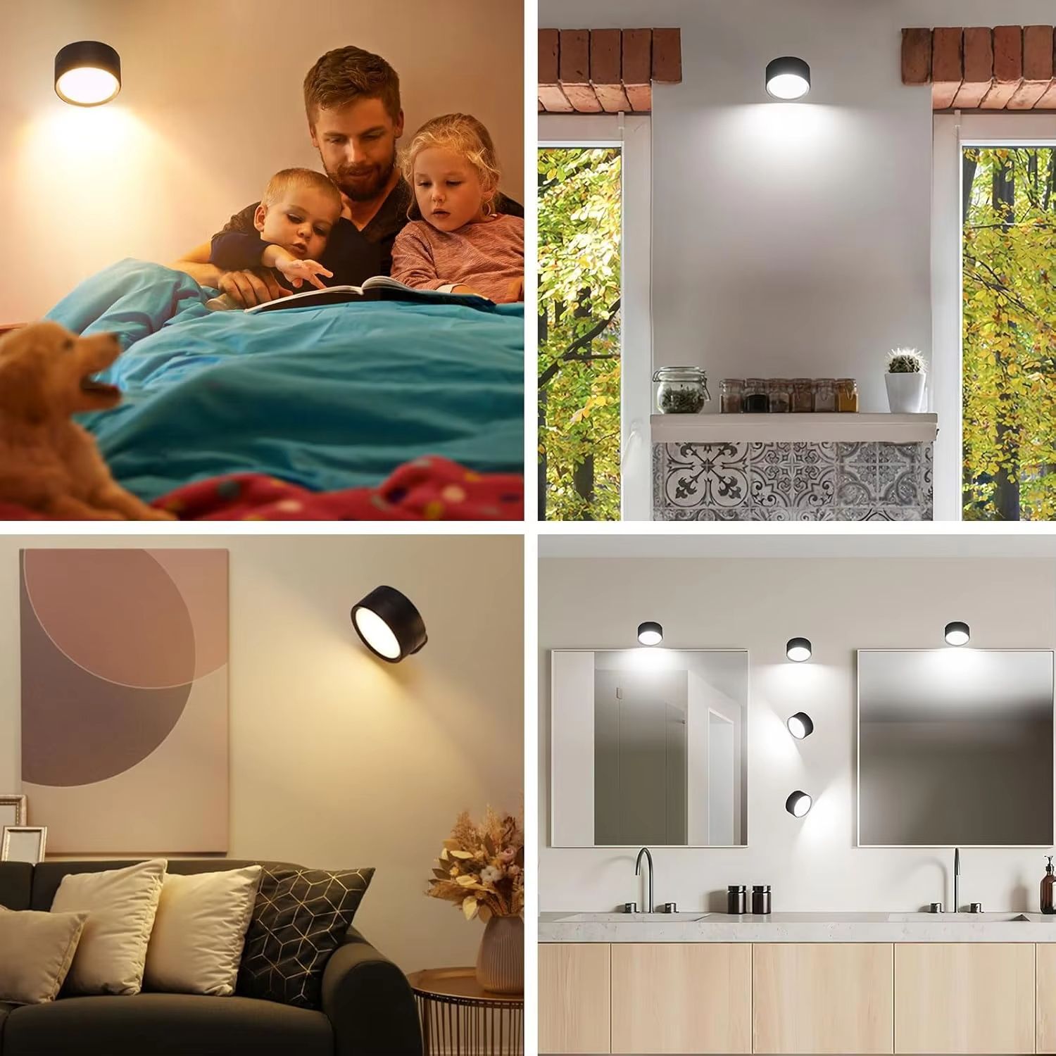360 Rotatable LED Wall Lamp  Touch Control  Remote Light With 12 Color Modes USB Rechargeable For B 5