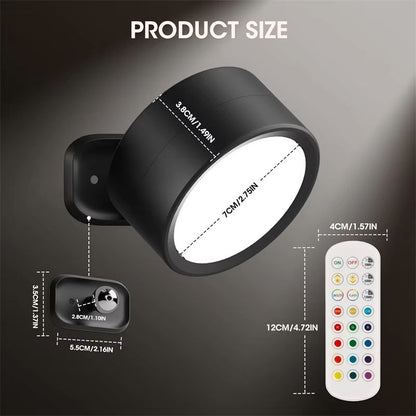 360 Rotatable LED Wall Lamp  Touch Control  Remote Light With 12 Color Modes USB Rechargeable For B 6