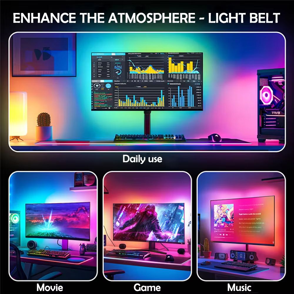 Smart RGB Gaming Light Strip  Sync Ambient Backlight For PC Monitor With App  DIY Color Control 5