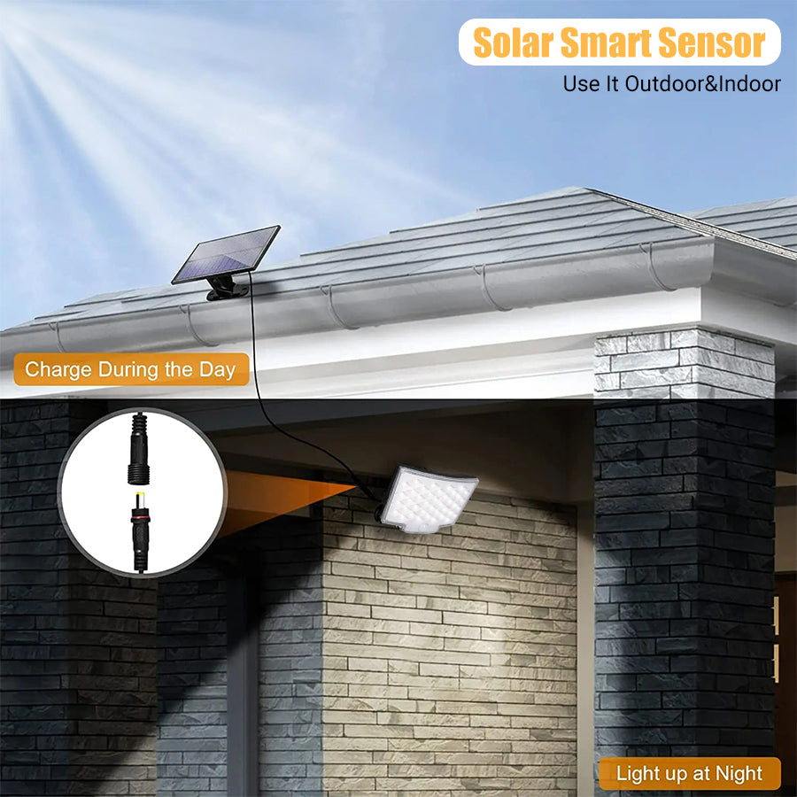Solar Motion Light Outdoor Separate Panel 3 Light Modes Waterproof Solar Flood Lights for Garden, Garage & Wall Lightig