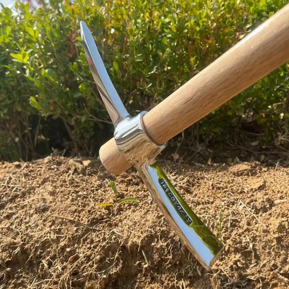 Double Headed Pickaxe With Wooden Handle For Gardening And Soil Loosening 2