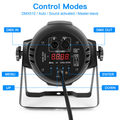 Uking RGB 4in1 18 LED Par Stage Light DMX 512 Control, Flat Uplights, Party DJ Disco Christmas Lighting