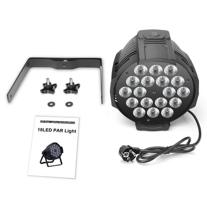 Uking RGB 4in1 18 LED Par Stage Light DMX 512 Control, Flat Uplights, Party DJ Disco Christmas Lighting