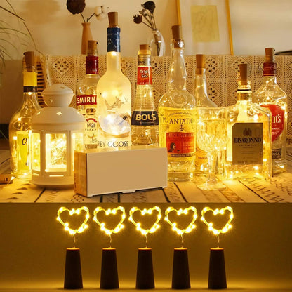 Copper Wire Bar LED Wine Bottle Cork String Lights, Bottle Fairy Lights, Holiday Christmas Lamp Decoration for Home Part