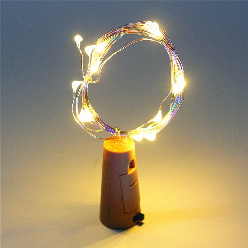 Copper Wire Bar LED Wine Bottle Cork String Lights, Bottle Fairy Lights, Holiday Christmas Lamp Decoration for Home Part