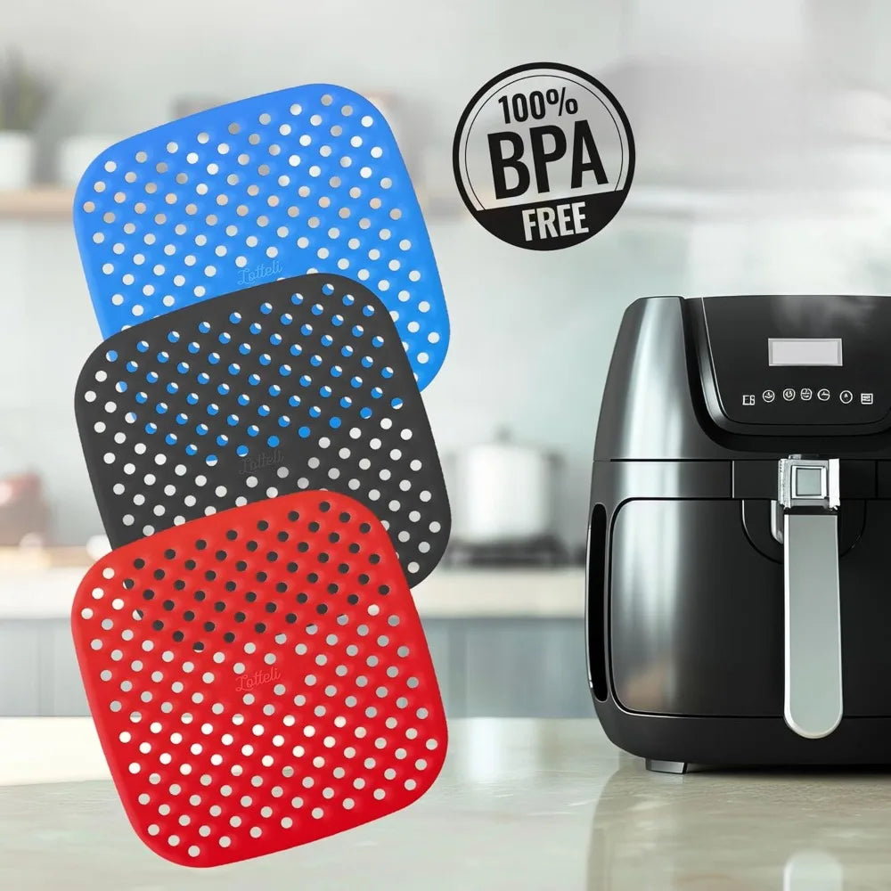 Reusable Air Fryer Liners for 5QT or Bigger, Easy Clean, Dishwasher Safe Non-Stick Parchment Paper Replacer