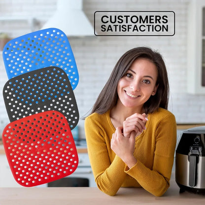 Reusable Air Fryer Liners for 5QT or Bigger, Easy Clean, Dishwasher Safe Non-Stick Parchment Paper Replacer