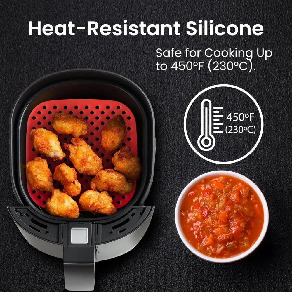 Reusable Air Fryer Liners for 5QT or Bigger, Easy Clean, Dishwasher Safe Non-Stick Parchment Paper Replacer