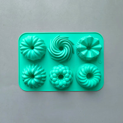6Cavity Silicone Donut Baking Molds Multicolor Doughnut Pans With Flower  Swirl Shaped Designs For  6