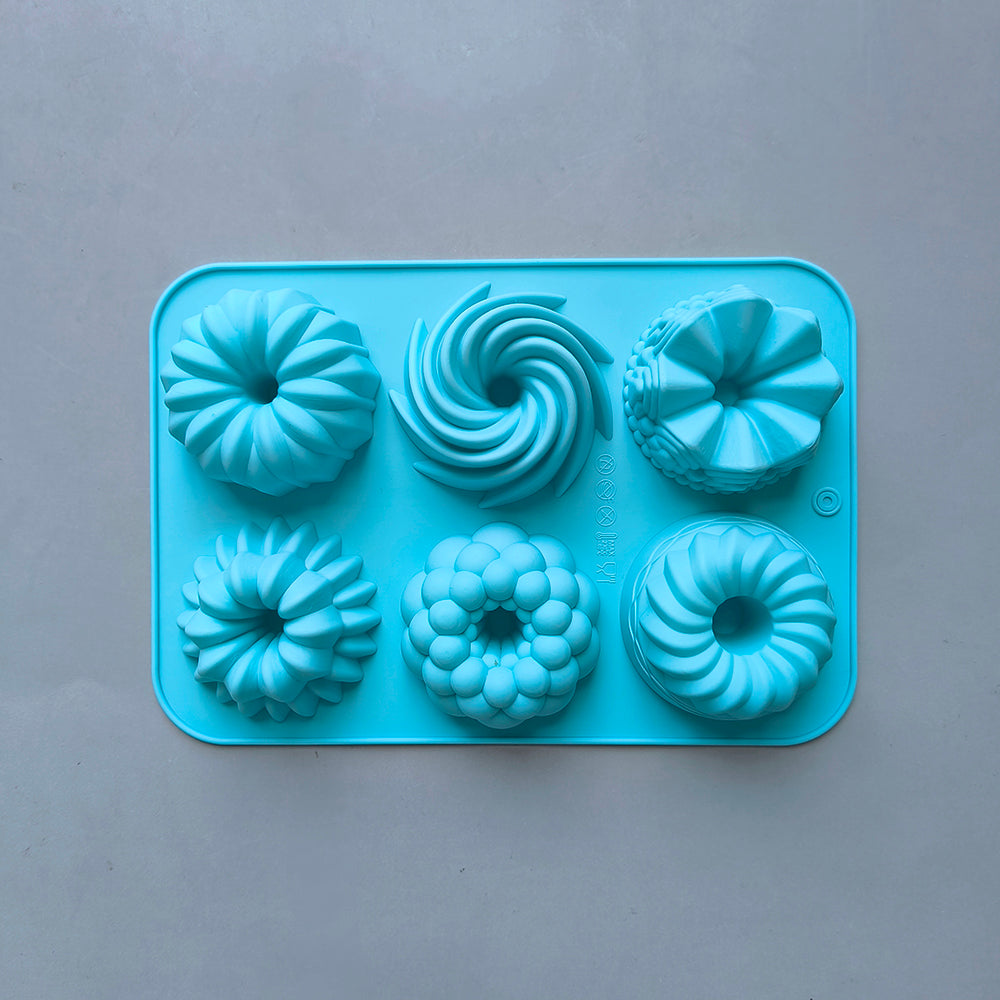 6Cavity Silicone Donut Baking Molds Multicolor Doughnut Pans With Flower  Swirl Shaped Designs For  7