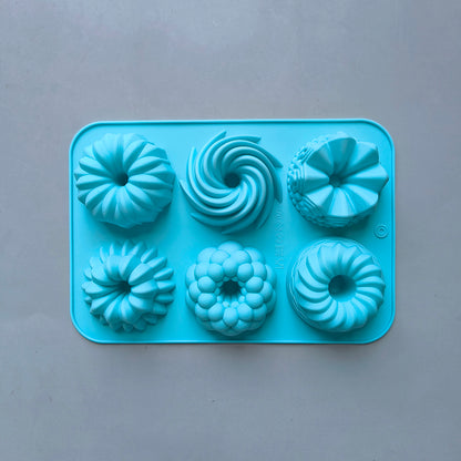 6Cavity Silicone Donut Baking Molds Multicolor Doughnut Pans With Flower  Swirl Shaped Designs For  7