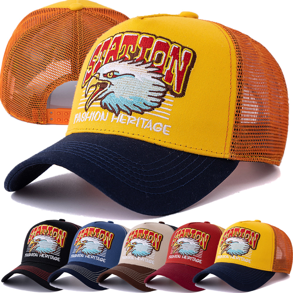 Eagle Head Mesh Trucker Hat for Men Women, Hot Sale Summer Cap, Breathable Unisex Snapback Streetwear Baseball Hat