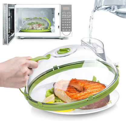 Microwave Cover for Food Clear Microwave Splatter Cover with Water Steamer and Handle & Plate Covers Kitchen Gadgets