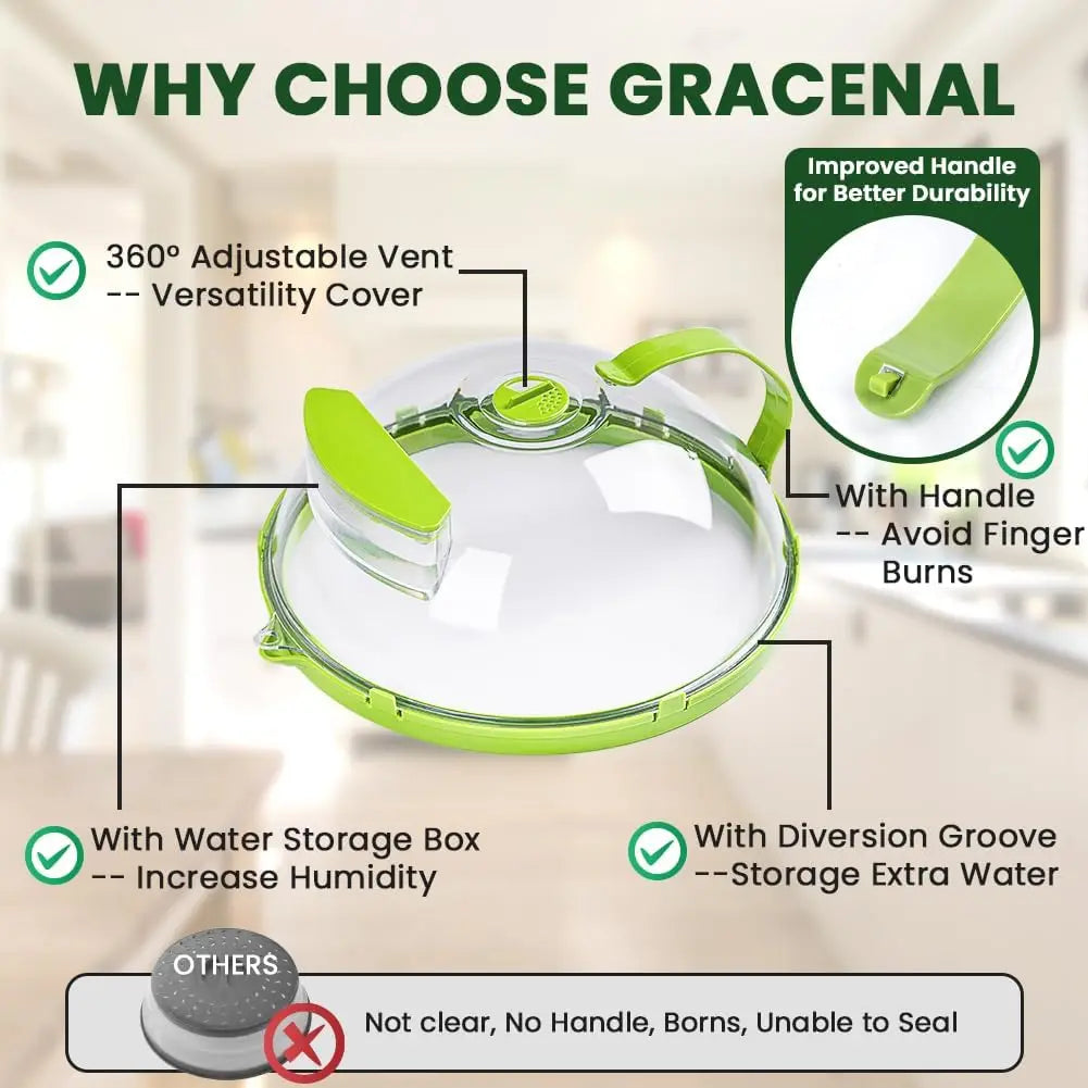 Microwave Cover for Food Clear Microwave Splatter Cover with Water Steamer and Handle & Plate Covers Kitchen Gadgets