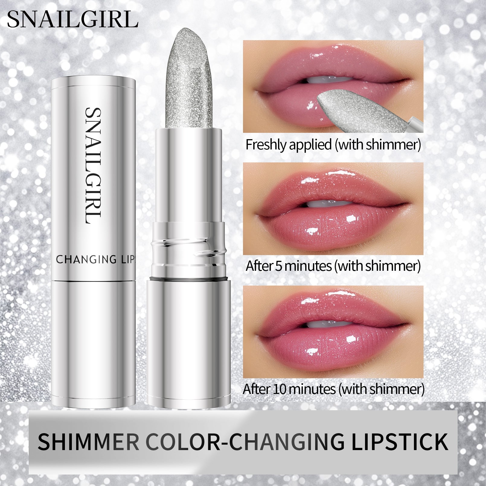 Temperature Color Changing Glitter Lipstick Waterproof, Long Lasting Moisturizing Lip Tint, Sexy Lips Makeup