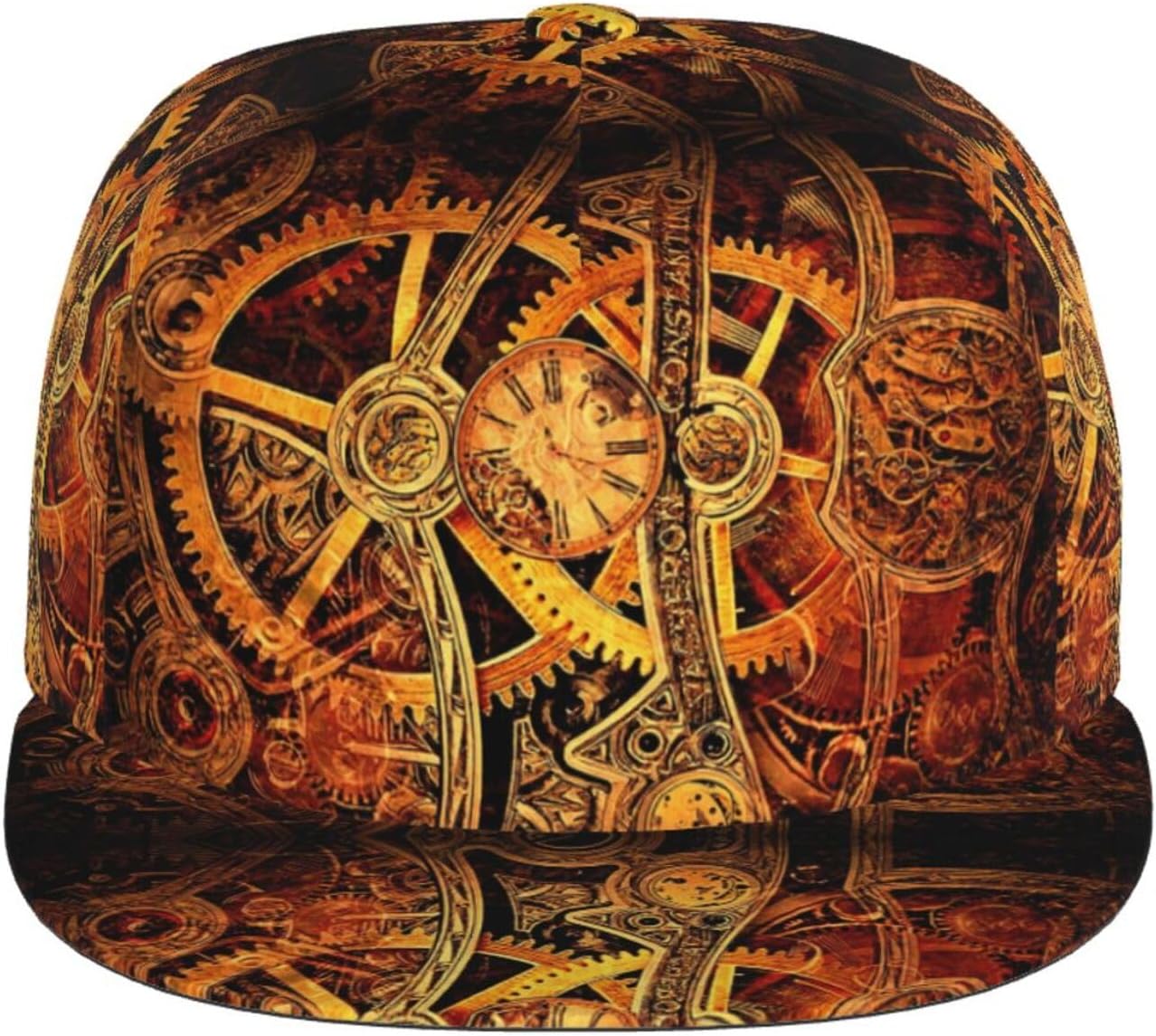 Men Steampunk Snapback Baseball Cap for Summer, Trucker Hat for Women, Retro Clock Print Vintage Style Hat