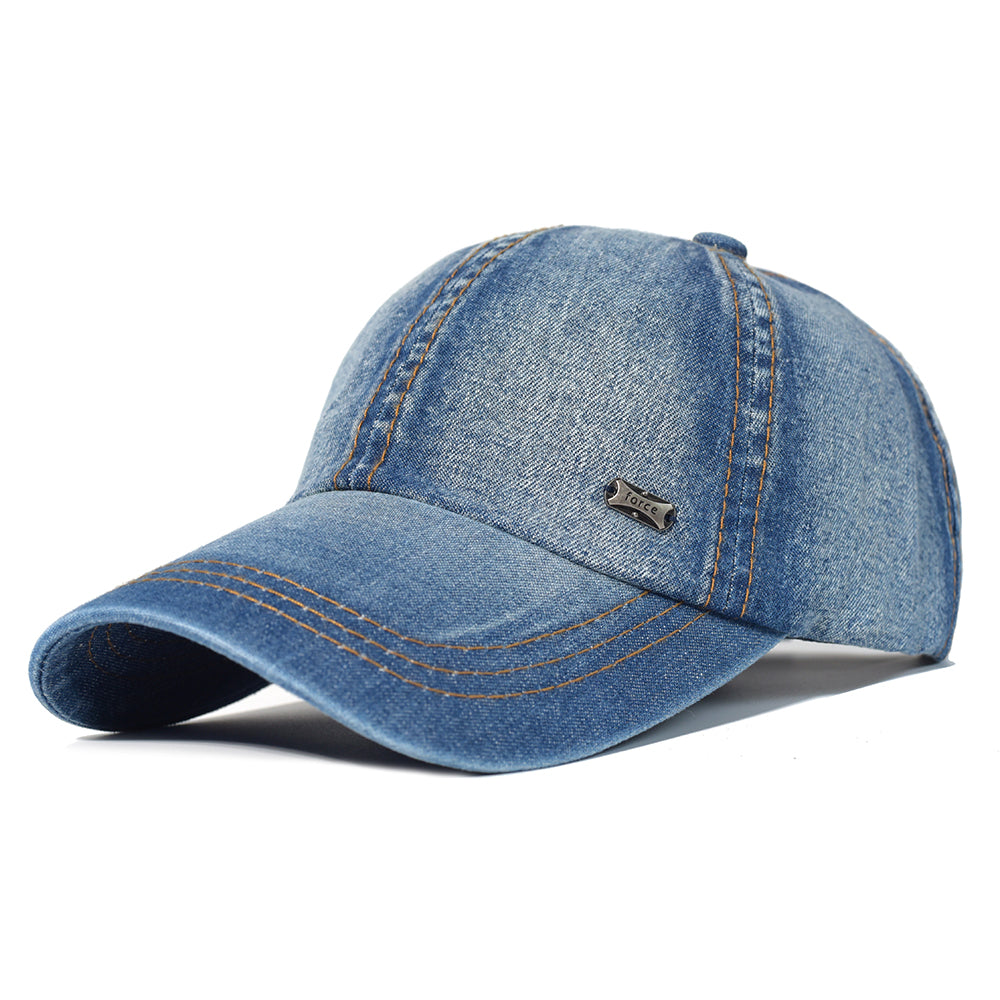 Adjustable Trucker Style Baseball Cap, Vintage Washed Cotton Dad Hat Men Women, Denim Low Profile Cap