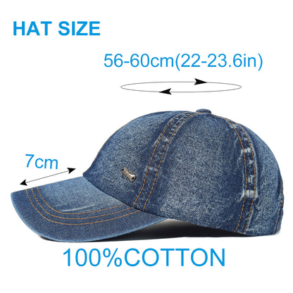 Adjustable Trucker Style Baseball Cap Vintage Washed Cotton Dad Hat Men Women Denim Low Profile Cap 2