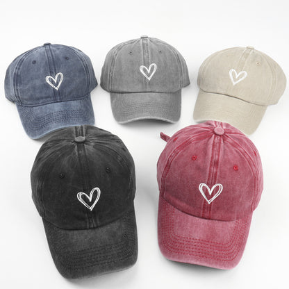 Love Embroidery Spring and Summer Baseball Cap for Men and Women, Soft Top Duckbill Hat, Lightweight Thin Couple Design