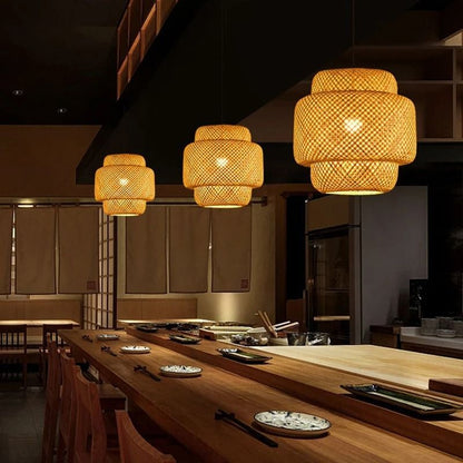 Handwoven Bamboo Pendant Lamp For Dining Room Kitchen Or Home Decor 1