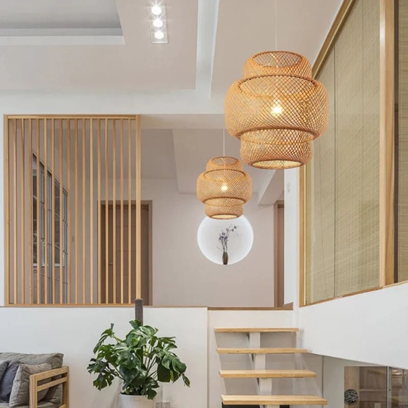 Handwoven Bamboo Pendant Lamp For Dining Room Kitchen Or Home Decor 2