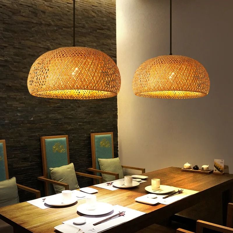 Handwoven Bamboo Pendant Lamp For Dining Room Kitchen Or Home Decor 3