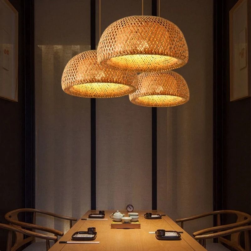 Handwoven Bamboo Pendant Lamp For Dining Room Kitchen Or Home Decor 4