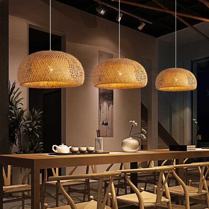 Handwoven Bamboo Pendant Lamp For Dining Room Kitchen Or Home Decor 5
