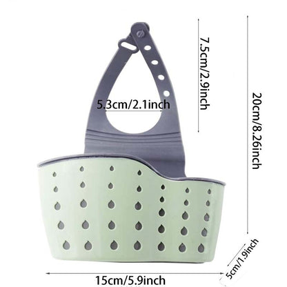 Adjustable Sink Draining Hanging Basket, Rubber Sink Bag, Soap Sponge Shelf & Faucet Holder for Kitchen & Bathroom