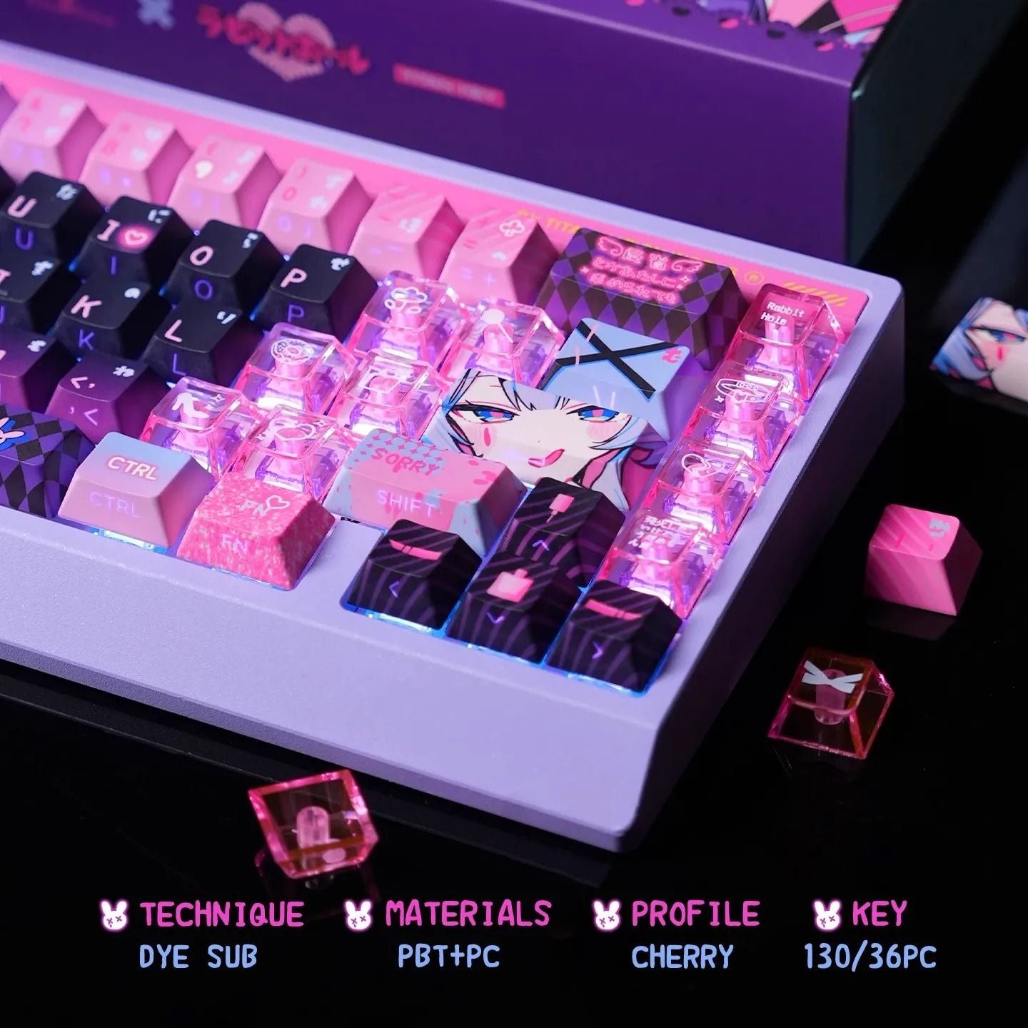 Anime Rabbit Hole Keycap Set For Mechanical Keyboards 2