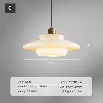 Nordic Cream White Glass Pendant Light For Dining And Living Spaces 7