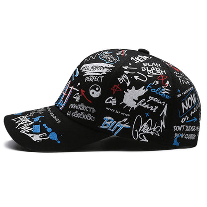 FS Street Hip Hop Graffiti Baseball Cap for Men Women, Black White Summer Trucker Hat, Stylish Luxury Brand
