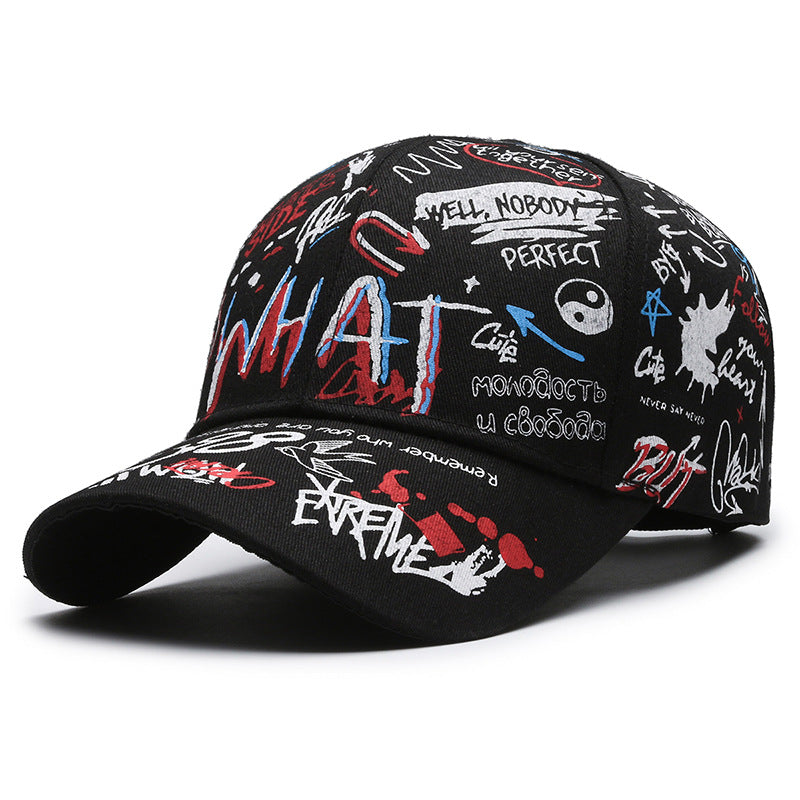 FS Street Hip Hop Graffiti Baseball Cap for Men Women, Black White Summer Trucker Hat, Stylish Luxury Brand