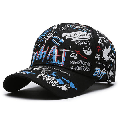 FS Street Hip Hop Graffiti Baseball Cap for Men Women, Black White Summer Trucker Hat, Stylish Luxury Brand