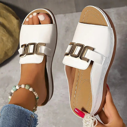 Ladies Comfortable Beach Slides Wide Width Open Toe Casual Mules With Arch Support  Shock Absorptio 2